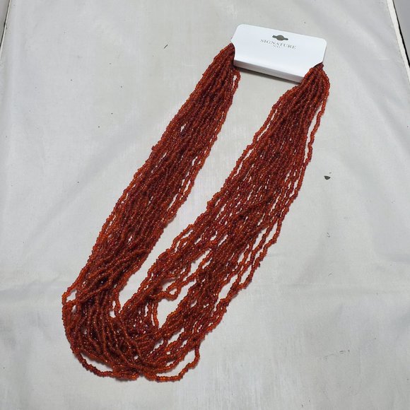 Signature red seed bead multi strand necklace 18 strand - Picture 2 of 4